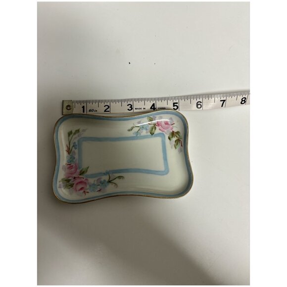 Vintage MZ Austria Rectangular Porcelain Tray With Floral Design 6" X 3.5" - Picture 5 of 6